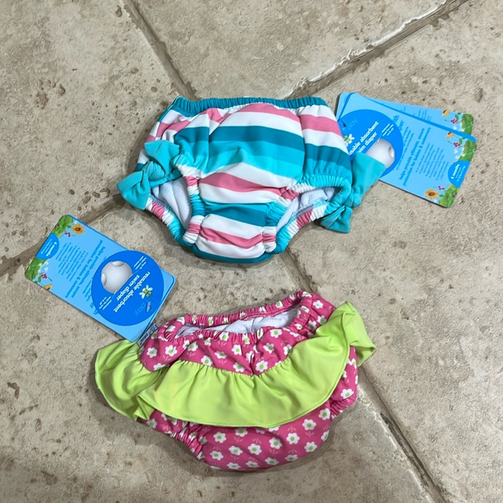iplay 2 Count of Reusable Baby Girl Swim Diapers size 6 month